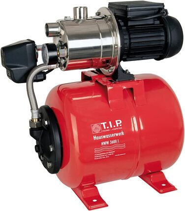 Станція водопостачання T.I.P. 31188 HWW 3600 I (продуктивність до 3600 л/год, напір до 40 м / тиск 4,0 бар, 650 Вт, сталевий гідроакумулятор на 18 л, реле тиску та манометр)