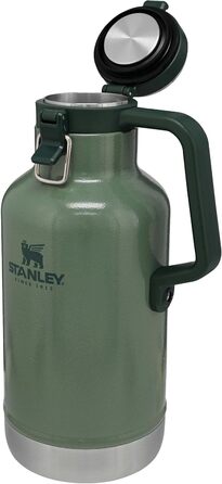 Термос Stanley Classic Easy-Pour Growler 1,9 літра - Зберігає пиво холодним та свіжим протягом 24 годин - Термос з нержавіючої сталі - Герметичний - Можна мити в посудомийній машині - Зелений колір Hammertone