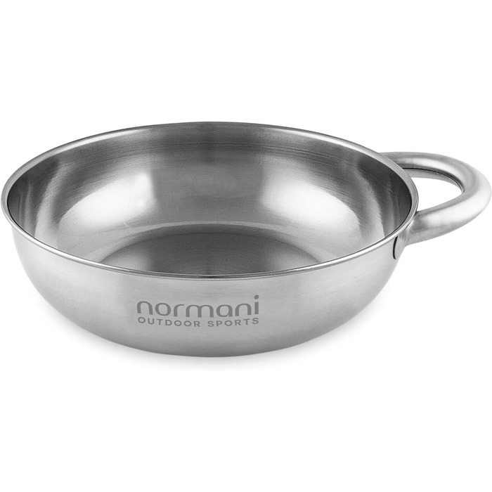 Тарілка/миска з нержавіючої сталі 18/8 з ручкою для активного відпочинку на свіжому повітрі - 18 x 5 см - місткість 1 літр, стійка до іржі, набір з 1, 2 або 4 шт. , колір 4 особи, 4 особи, 18 x 5 см