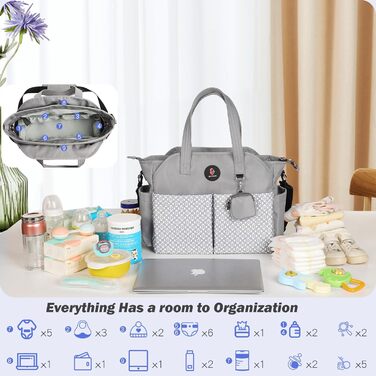 Унісекс X-Large Сумка для перевдягання люльки сіра