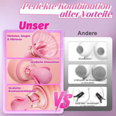 Вакуумний вібратор BSZUI рожевий, 10 режимів вібрації, стимулятор для сосків, грудей, клітора та анальної стимуляції