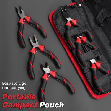 Міні-набір плоскогубців 6 предметів плоскогубці, довгогубці, гострогубці, вигнуті плоскогубці, кусачки та бічні кусачки для електронного ремонту, з сумкою.