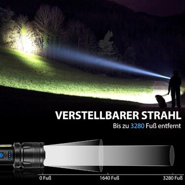 Акумуляторний світлодіодний ліхтарик, 2 шт., надзвичайно яскравий ліхтарик 100 000 люмен із 7 режимами світла та водонепроникністю IPX7, тактичні ліхтарики для кемпінгу, походів, чорний