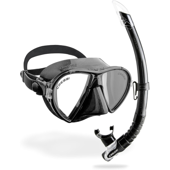 Маска для підводного плавання CRESSI Ocean Gamma для дорослих з окремими лінзами, силіконовим ущільненням, малим внутрішнім об&39ємом та комфортом, трубка для фрідайвінгу, підводного плавання, дайвінгу, набір для підводного плавання, чорний/чорний