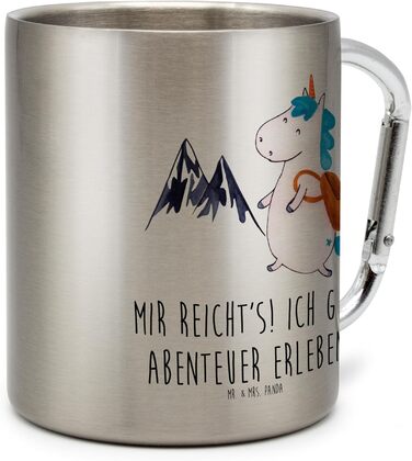 Термокружка Містер і місіс Панда з єдинорогом-альпіністом - подарунок, свято, термокружка, кухоль для пиття з нержавіючої сталі, гори, чайна кружка, єдинороги, ізольована кружка, мандрівник