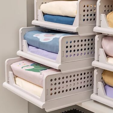 Органайзер для шафи-купе, штабелювана коробка для зберігання одягу, ковдр та іграшок, 33,5 x 43 x 56 см, 4 (2 шт.) - Білий 33,5 x 43 x 56 см, 4 шт. (2 шт.) Білий