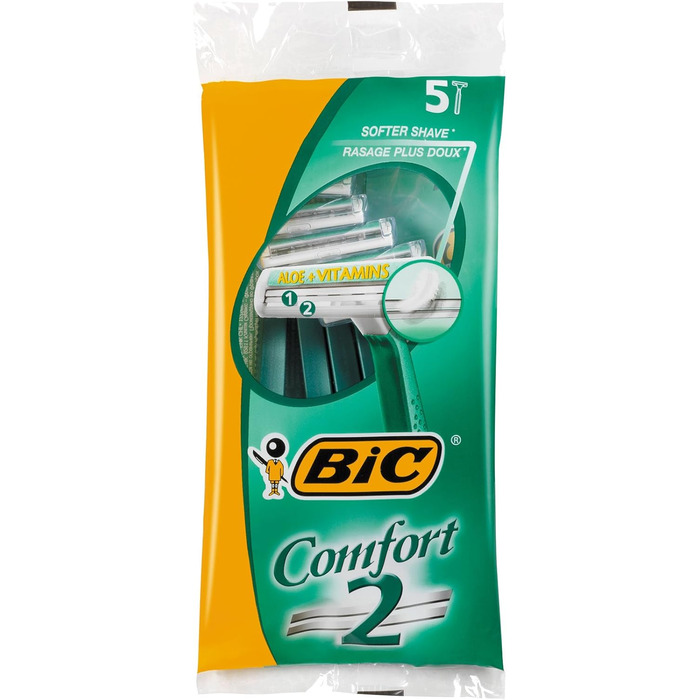 Чоловіча одноразова бритва з двома лезами BIC Comfort 2 5 упаковок по 5 шт.