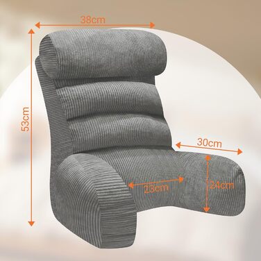 Подушка для читання зі спинкою для дорослих з підлокітниками. Знімний чохол, який можна прати. Зручна підтримка спини. Зручна для сидіння, читання або перегляду телевізора на підлозі чи дивані (темно-сіра)