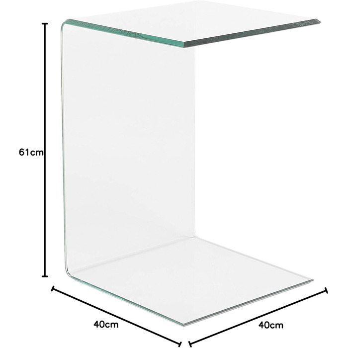 Журнальний столик Beliani, скло, прозорий, C-подібна форма, 40x61 см, сучасний, простий, Lourdes