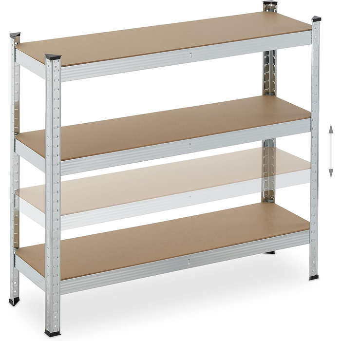 Полиця для зберігання Relaxdays для важких умов експлуатації, 5 ярусів, висота та ширина 180x100x30 см, вантажопідйомність 500 кг, сталь, для підвалу та гаража, сріблястий колір