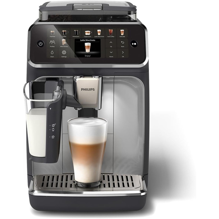 Повністю автоматична кавоварка Philips серії 5500 з функцією Latte Go, технологією SilentBrew, швидким запуском. Ароматна кава зі