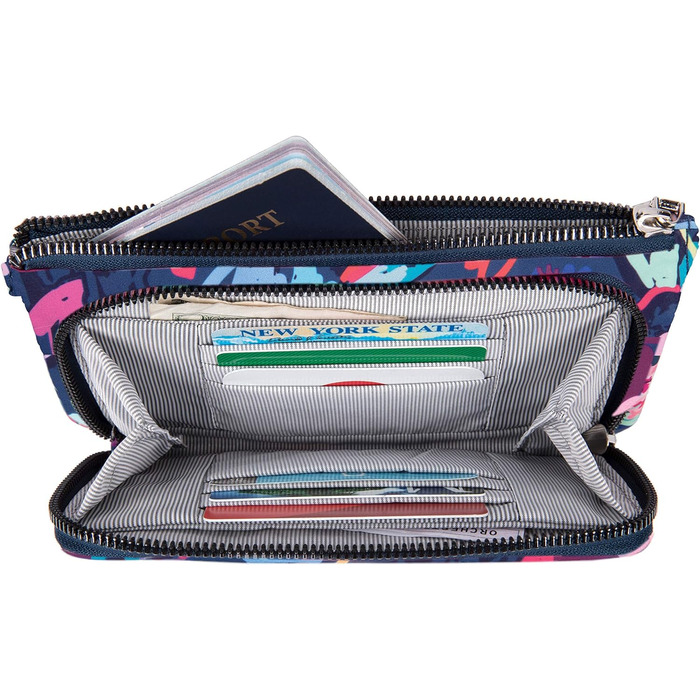 Стильна жіноча гаманці-клатч Travelon з RFID-захистом, квіти, 8.25 x 4.5 x 1 см