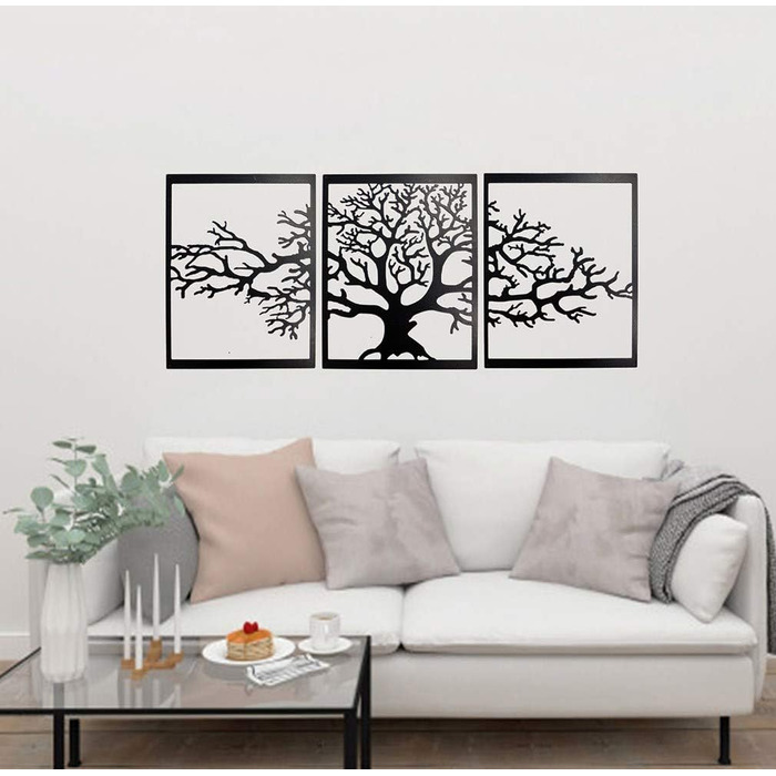 Металеве дерево життя BAUPOR, прикраса для стін, 3D-скульптура з металу, для дому, офісу, спальні, вітальні, зовнішнього оздобленн