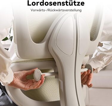 Ергономічне офісне крісло MUSSO E600SE, 3-рівневе регулювання поперекової опори, 3D-регульовані підлокітники та підголівник з підставкою для ніг, адаптоване для жінок, підтримка хребта під час сидіння (бежевий)