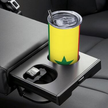 Кружка з прямою трубочкою, дизайн прапор Сенегалу, друк, підходить для кемпінгу, офісу та дому, 590 мл