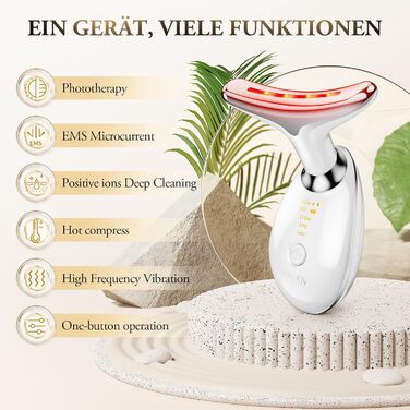 Масажер для обличчя проти зморшок, ANLAN Пристрій для краси обличчя з 3 режимами, 45 V Face Beauty Meter Пристрій для обличчя для підтяжки шкіри та підтяжки EMS Масаж обличчя для жінок Чоловіки V Shape Face Пристрій для обличчя білий