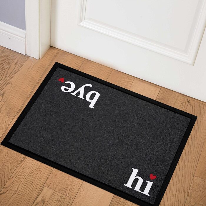 Килимок для дверей MoonWorks Hi Bye Welcome із кумедним написом, нековзний та миється, чорний, 60x40 см Welcome Hi Bye Black
