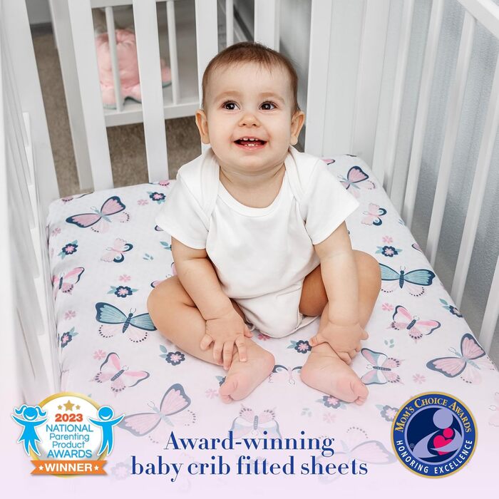 Комплект постільної білизни для дитячого ліжечка MY LITTLE ZONE з метеликами, 5 предметів, включаючи дитячу ковдру, 2 простирадла,