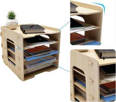 Лоток для документів PUNCIA A4, лоток для листів, 5 відділень, дерев&39яний настільний органайзер для файлів, лоток для паперу, система зберігання файлів, тримач для документів, папка для офісу, навчання, школи, офісу, 5-рівневий