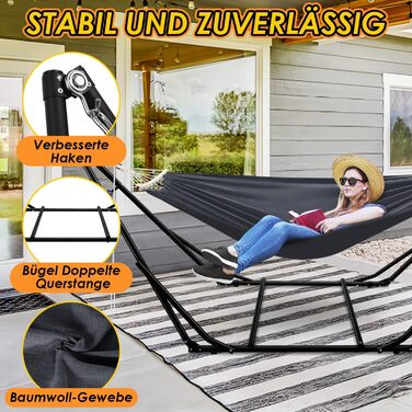 Гамак з каркасом, складна підставка для садового гамака, гамак з металевим каркасом, вуличний гамак з сумкою для перенесення, металевий каркас до 150 кг для кемпінгу, саду, басейну, балкону