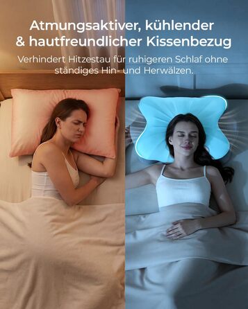 Подушка для шиї для полегшення болю в шиї, ергономічна подушка з функцією охолодження, знімний чохол, подушка з піни з пам&39яттю форми для сну на боці, спині та животі, 62 см 40 см 15 см, світло-сірий