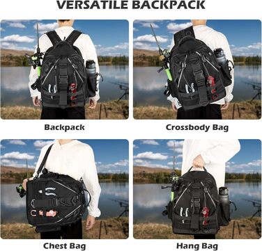 Рюкзак для риболовлі Jueachy, сумка для риболовлі, легка водонепроникна сумка для зберігання риболовлі на відкритому повітрі Тактичні сумки для риболовлі для риболовлі, походів, полювання, риболовлі, рюкзак із тримачами для вудилищ