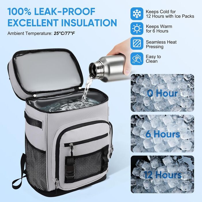 Великий рюкзак-холодильник об&39ємом 30 л, рюкзак з відділенням-холодильником, великий водонепроникний ізольований рюкзак-холодильник, герметична складна сумка для пікніка, портативний холодильник для барбекю та пікніків