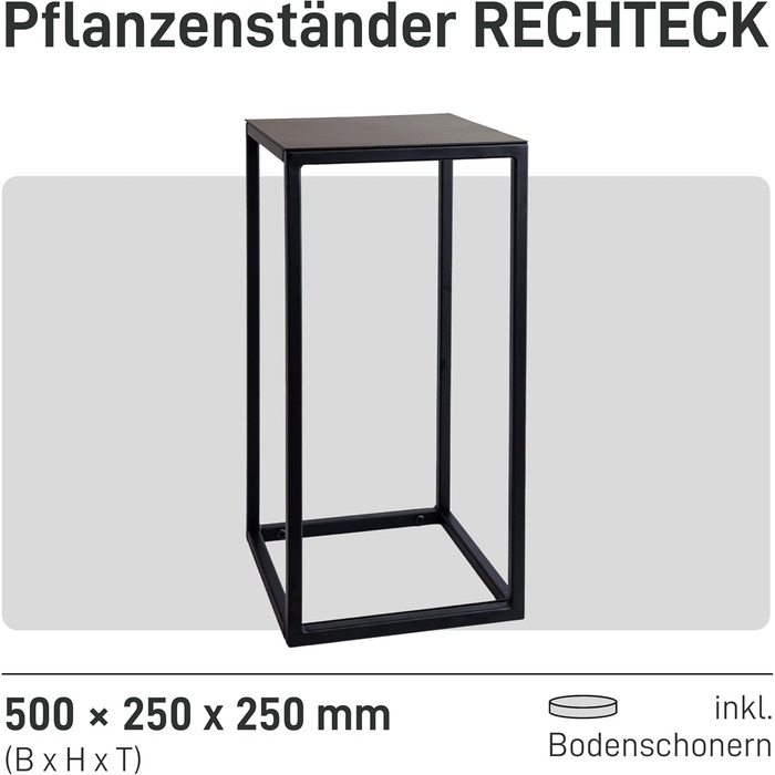 Підставка для квітів Natural Goods Berlin Металева підставка для квітів Чорна 50 см - Квадратна декоративна підставка для рослин - Стійка до погодних умов, стабільна та проста в догляді вулична підставка для квітів - Ідеально підходить як підставка для кв