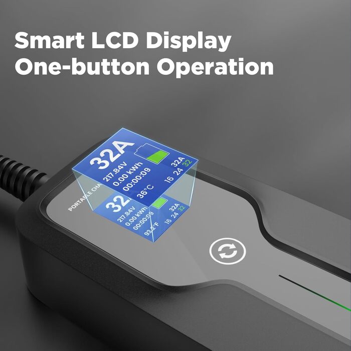 Зарядний пристрій для електромобілів Morec Type 2 CEE штекер Перемикаючий зарядний кабель 16/24/32A з екраном Портативна зарядна с