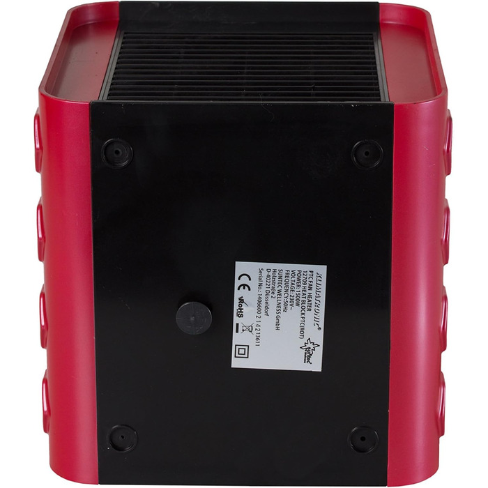 Керамічний обігрівач SUNTEC PTC Heat Block Безшумний електрообігрівач 1500 Вт, 3 режими нагріву, червоно-чорний, для спальні та вітальні