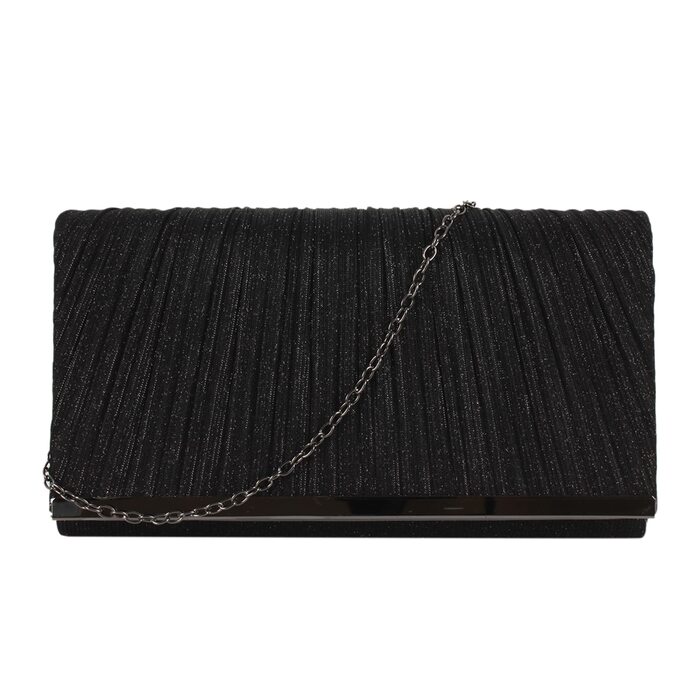 Чорний клатч з блискітками та знімним ланцюжком для вечірки, весілля, балу або урочистого заходу 06152