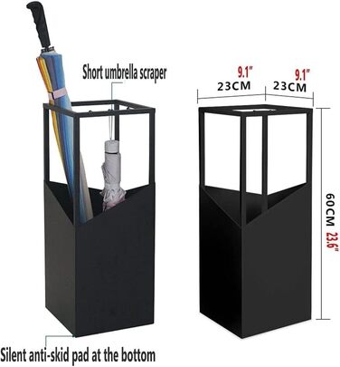 Підставка для парасольок LXGJSQY, Внутрішня залізна підставка для парасольок, Відро для парасольки в передпокої з гачком, Квадратний органайзер для парасольок на 9-12 парасольок