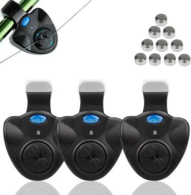 Чутливий сигналізатор клювання для риболовлі електронний зі світлодіодним світловим індикатором Вібрація свінгера на вудці Літнє спорядження рибалки Комплект рибальських снастей De 3 сигналізатори клювання