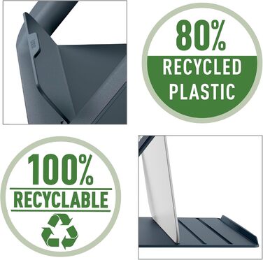 Регульована підставка для ноутбука, компактна підставка для збільшення висоти з 4 рівнями для ноутбуків 13-15, виготовлена з 80 переробленого пластику та 100 придатного до переробки, сертифікована IGR, серія Ergo Cosy, темно-сірий колір, 64260089 Стандарт