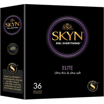 Презервативи SKYN Elite (36 шт. ) Skynfeel латексні без латексу для чоловіків, павутинка, дуже тонка та екстра м'яка коробка, чутливі, шириною 53 мм, можна використовувати з нашими мастилами ука (36 упаковок)