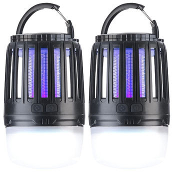 Засіб від комарів Exbuster 2 шт. УФ-засіб від комах 2-в-1 та ліхтар для кемпінгу з акумуляторною батареєю, USB (лампа від комарів, вуличний засіб від комах з акумуляторною батареєю, настільна лампа з батареєю)