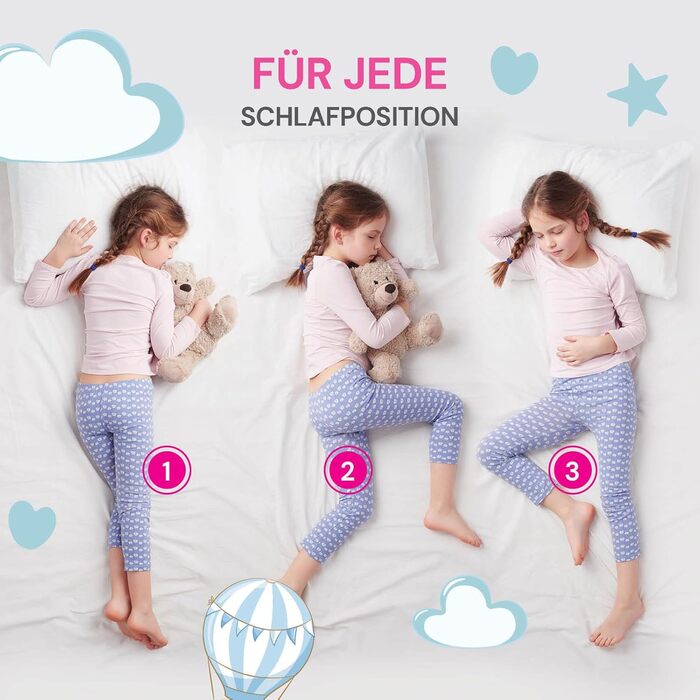 Дитяча подушка VITAPUR MemoDream Junior, піна з пам'яттю, гіпоалергенна, м'яка, можна прати, kotex-100, від 3 років, 30 х 50 х 9 с