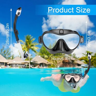 Набір для сноркелінгу, Набір для сноркелінгу для дорослих, Маска для сноркелінгу, Маска для сноркелінгу для дорослих, Маска для дайвінгу, Окуляри для дайвінгу з трубкою, Окуляри для дайвінгу для дорослих з трубкою, Чорний