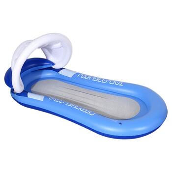 Водяний гамак Queta, надувний матрац, плаваюче водяне ліжко, пляжний матрац, плаваюче крісло з тентом, підголівником та сіткою (синій)