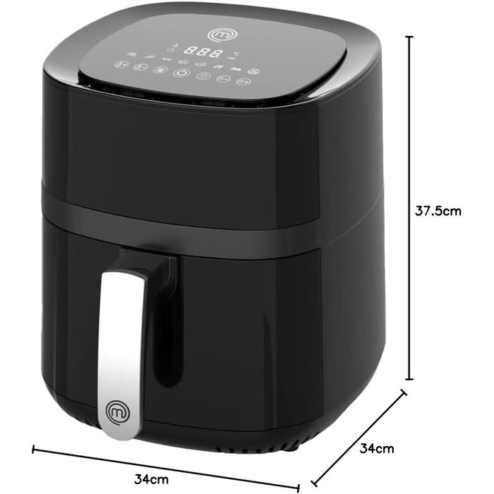 Фритюрниця MasterChef 5.5 л фритюрниця 1500 Вт, фритюрниця гаряче повітря без жиру для 4-6 осіб, фритюрниця з цифровим сенсорним екраном і 7 програмами, попередній нагрів і підтримання тепла, 80-200C 5.5 л