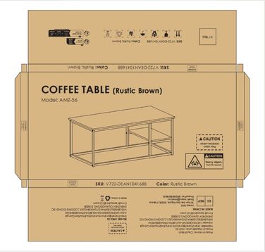 Журнальний столик VOWNER, стіл для вітальні, журнальний столик зі сталевим каркасом та полицями, промисловий дизайн, скандинавський стиль, легке складання, дерев&39яний диванний столик, приставний столик, вінтажний коричневий