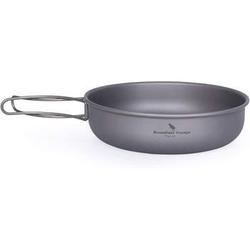 Безмежна подорож Титанова сковорода зі складною ручкою Ультралегка кемпінгова сковорода для пікніка Посуд Титанова сковорода Ti151