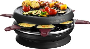 Практичний круглий раклет Для 6 осіб Включає функцію гриля за столом Сковорода з антипригарним покриттям (можна мити в посудомийній машині) 850 Вт для швидкого задоволення, 1820