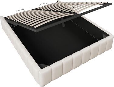 М&39яке ліжко 140x200, двоспальне ліжко з місцем для зберігання та рейковим каркасом, без узголів&39я, каркас ліжка з гідравлічною шухлядою для зберігання, гідравлічне ліжко, ліжка з місцем для зберігання, каркас ліжка, дитяче ліжко, лляне, без матраца, б