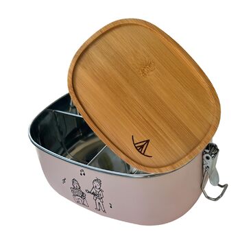 Ланчбокс Ringwald Edelstahl Rosa 1400 мл для дитячого садка та школи, великий, з роздільниками та бамбуковою кришкою, без BPA та пластику, рожевий