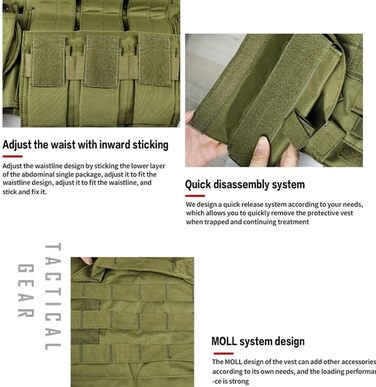 Тактичне спорядження TS TAC-SKY Airsoft Військовий тактичний жилет Molle Бойовий штурмовий бронежилет Тактичний жилет CS Відкритий одяг для мисливців (Колір ACU, Розмір Один розмір) Один розмір Acu