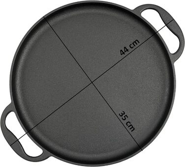 Чавунна сервірувальна сковорода BBQ-Toro Ø 35 см - кругла вже запечена - попередньо приправлена сковорода-гриль для газового гриля