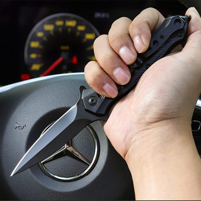 Чорний складаний ніж, кишеньковий ніж з кліпсою, одноручний ніж, туристичний ніж, EDC ніж, подарунок для чоловіків