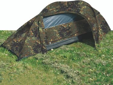 Одномісний намет Mil-Tec Recom (150x250 см) Тунельний намет для 1 особи Ультралегкий, компактний, стійкий до вітру та шторму Намет для трекінгу, кемпінгу, активного відпочинку, походів Одномісний намет у камуфляжному візерунку