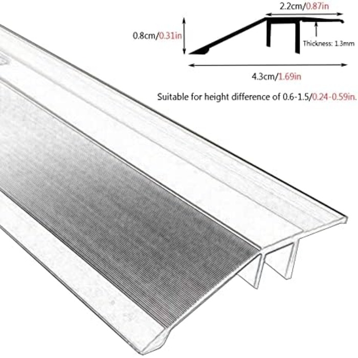 Алюмінієва перехідна смуга для підлоги, редуктор дверних порогів із засувкою, крайова смуга для внутрішньої та зовнішньої килимової плитки для нерівної підлоги, сірий/золотий (колір B, gr B ширина 4,3 см/1,69 дюйма